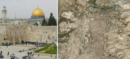 JERUSALEM - AL AQSA MOSQUE, WAILING WALL & SATALITE VIEW